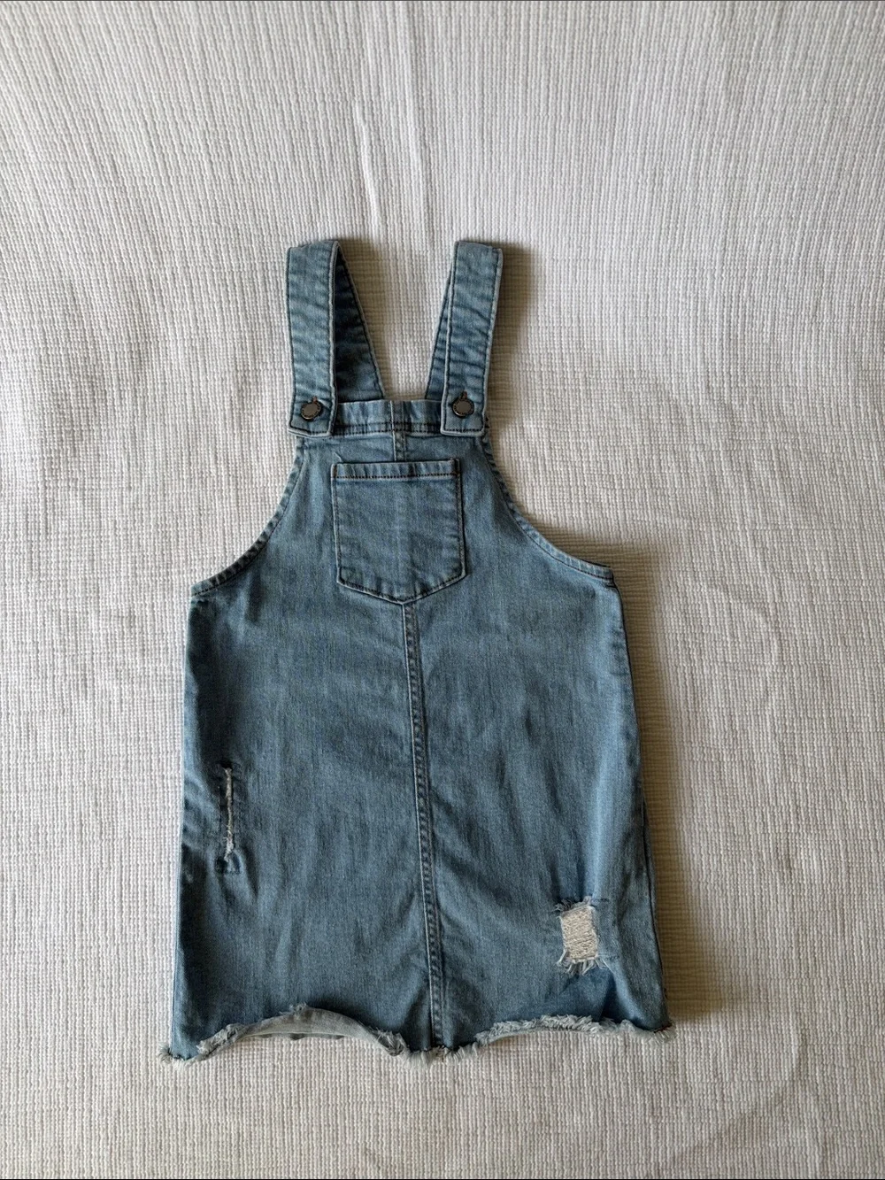 Girls' Light Blue Denim Overall Dress with Adjustable Straps